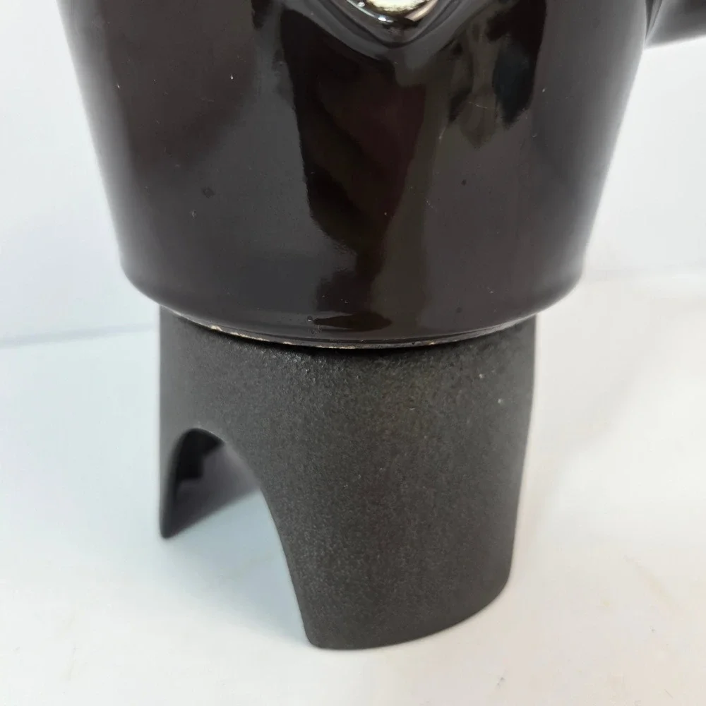 Copco Michael Lax Denmark Cast Iron Enamel Butter Warmer Fondue Pot Brown White